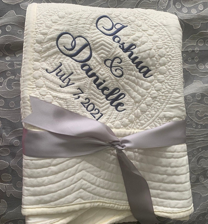 Personalized Wedding Quilt | Monogrammed Wedding Gift | Anniversary Gift | Custom wedding gift | Custom Quilt | Matelassé