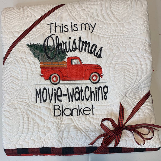 Christmas Quilt | Embroidery | Christmas Movie Watching Quilt | Personalized Christmas Quilt | Custom Quilt | Matelassé