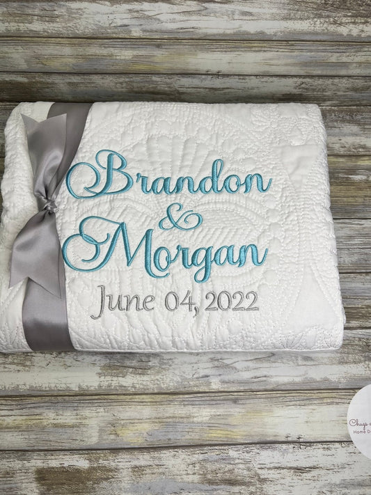 Personalized Wedding Quilt | Monogrammed Wedding Gift | Anniversary Gift | Custom wedding gift | Custom Quilt | Matelassé