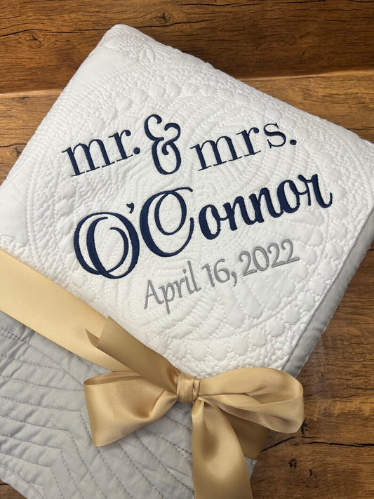 Personalized Wedding Quilt | Monogrammed Wedding Gift | Anniversary Gift | Custom wedding gift | Custom Quilt | Matelassé