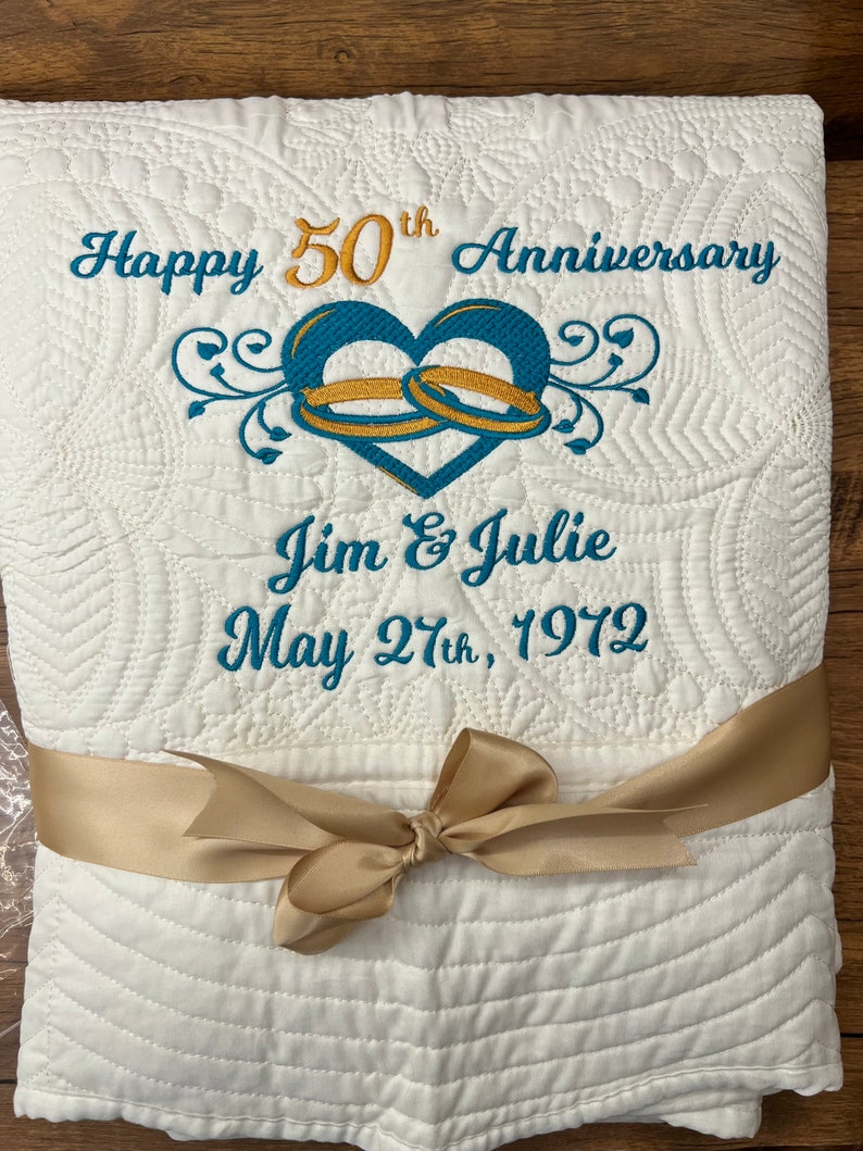 Personalized 20th Anniversary Quilt | Monogrammed Wedding Gift | Anniversary Gift  | Custom Gift | Custom Quilt | Matelassé