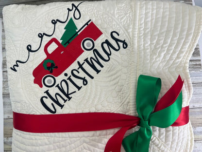 Christmas Quilt | Embroidery | Christmas Movie Watching Quilt | Personalized Christmas Quilt | Custom Quilt | Matelassé