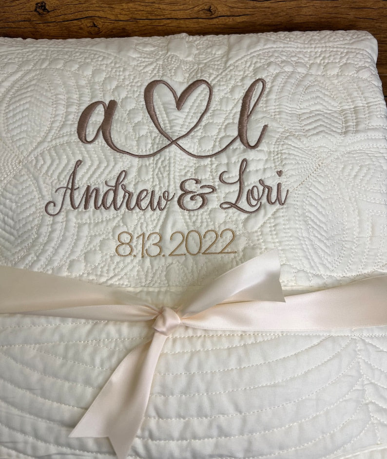 Personalized Wedding Quilt | Monogrammed Wedding Gift | Anniversary Gift | Custom wedding gift | Custom Quilt | Matelassé