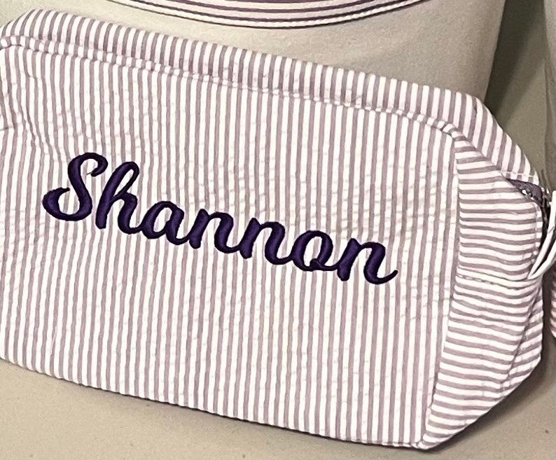 Seersucker Cosmetic Bag |  Seer Sucker Monogrammed | Personalized bag | Teacher Gift | Mother's Day | Birthday Gift | kids pencil bag