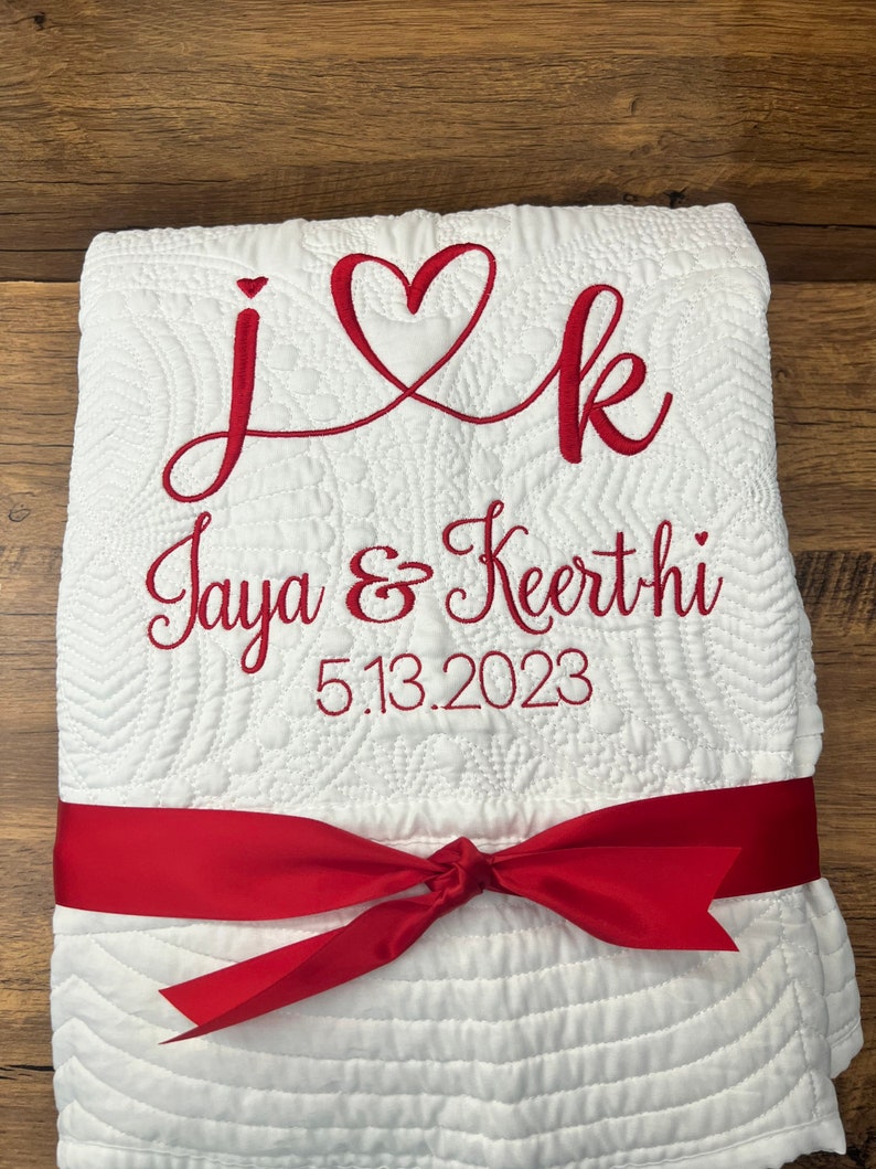 Personalized Wedding Quilt | Monogrammed Wedding Gift | Anniversary Gift | Custom wedding gift | Custom Quilt | Matelassé