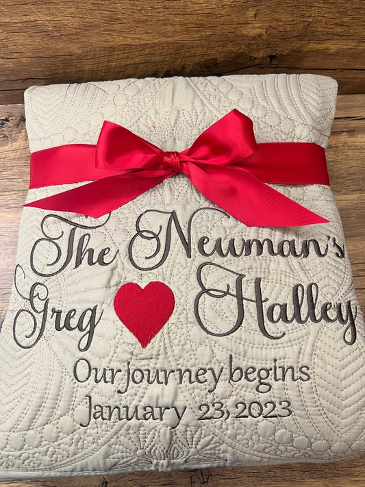 Personalized Wedding Gift | Wedding Quilt |Monogrammed Wedding Gift | Anniversary Gift | Custom Gift | Custom Quilt | Matelassé