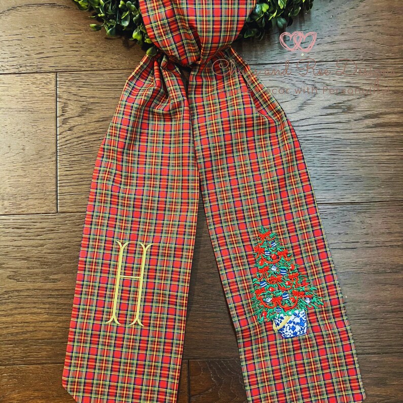 Wreath Sash | Christmas Chinoiserie | Custom Wreath Sash | Personalized Wreath Sash | Christmas Decor | Sateen Sash