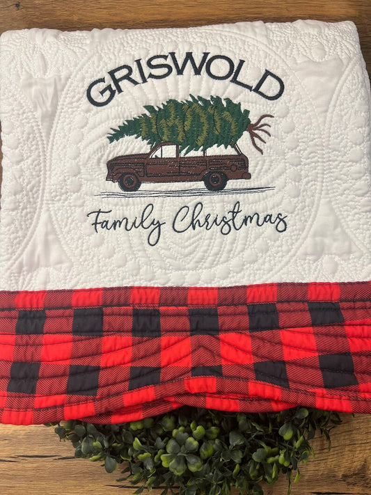 Christmas Quilt | Embroidery | Christmas Movie Watching Quilt | Personalized Christmas Quilt | Custom Quilt | Matelassé