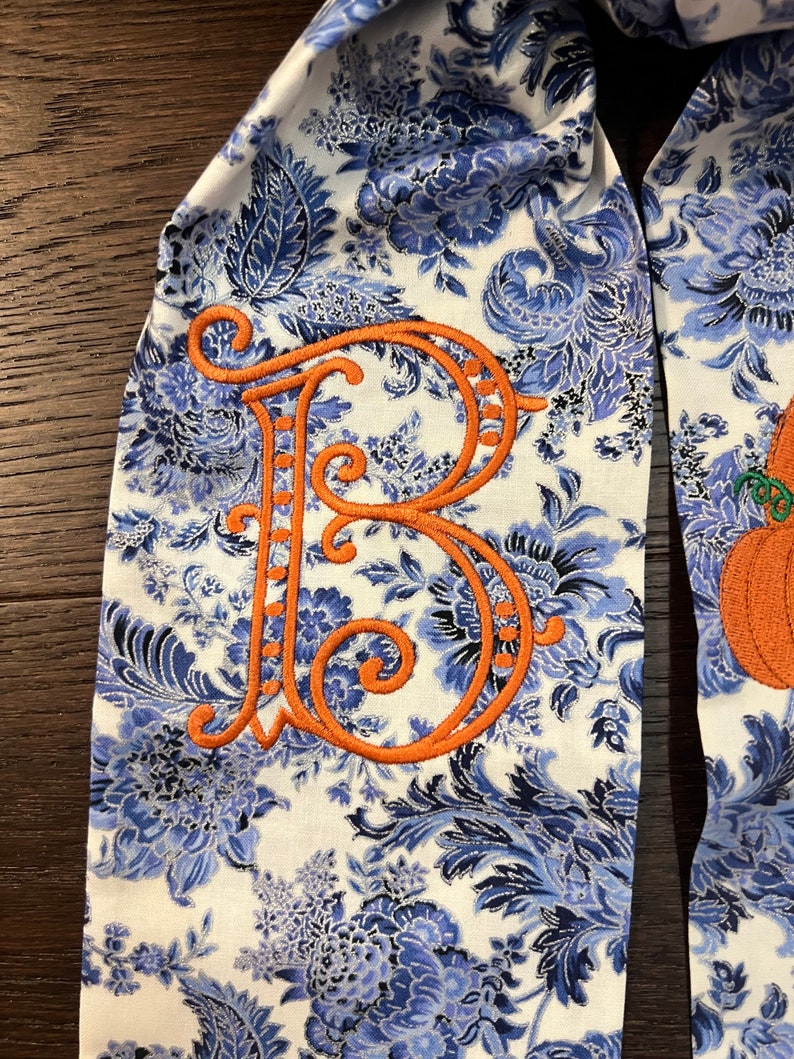 Chinoiserie Wreath Sash | Fall Wreath Sash | Pumpkin Decor | Custom Wreath Sash | Personalized Wreath Sash | Sateen Sash