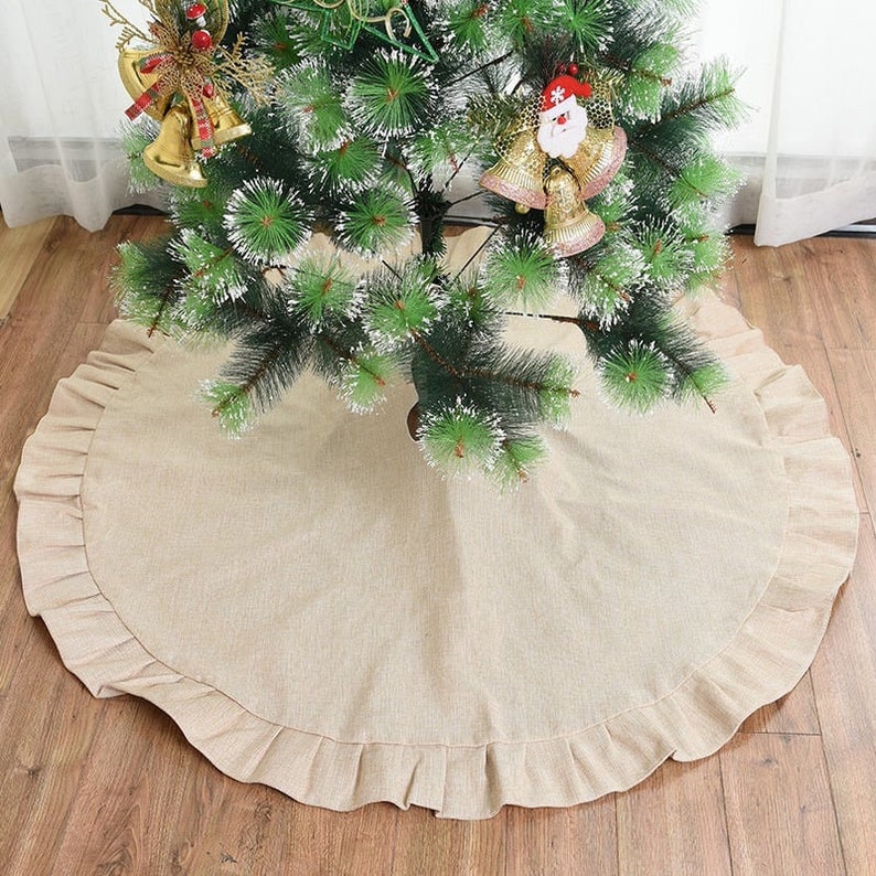 Embroidered Christmas Tree Skirt | custom tree skirt | Merry Christmas tree skirt | You Design and Personalize | Matelassé | Buffalo plaid