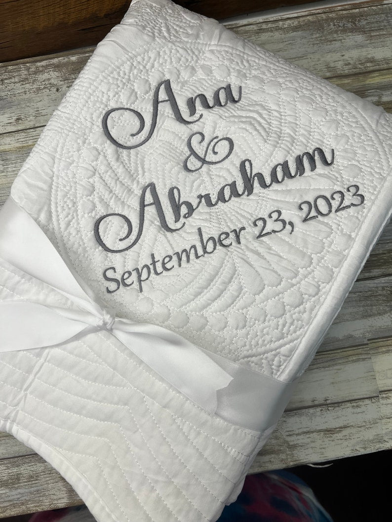 Personalized Wedding Quilt |  Monogrammed Wedding Gift | Anniversary Gift  | Custom wedding gift | Custom Quilt | Matelassé