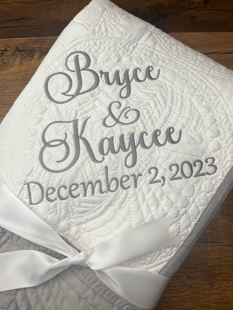 Personalized Wedding Quilt | Monogrammed Wedding Gift | Anniversary Gift | Custom wedding gift | Custom Quilt | Matelassé