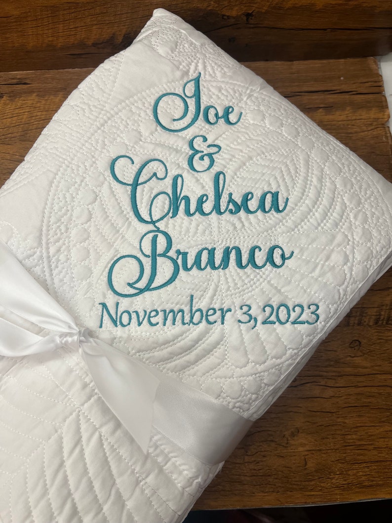 Personalized Wedding Quilt | Monogrammed Wedding Gift | Anniversary Gift | Custom wedding gift | Custom Quilt | Matelassé