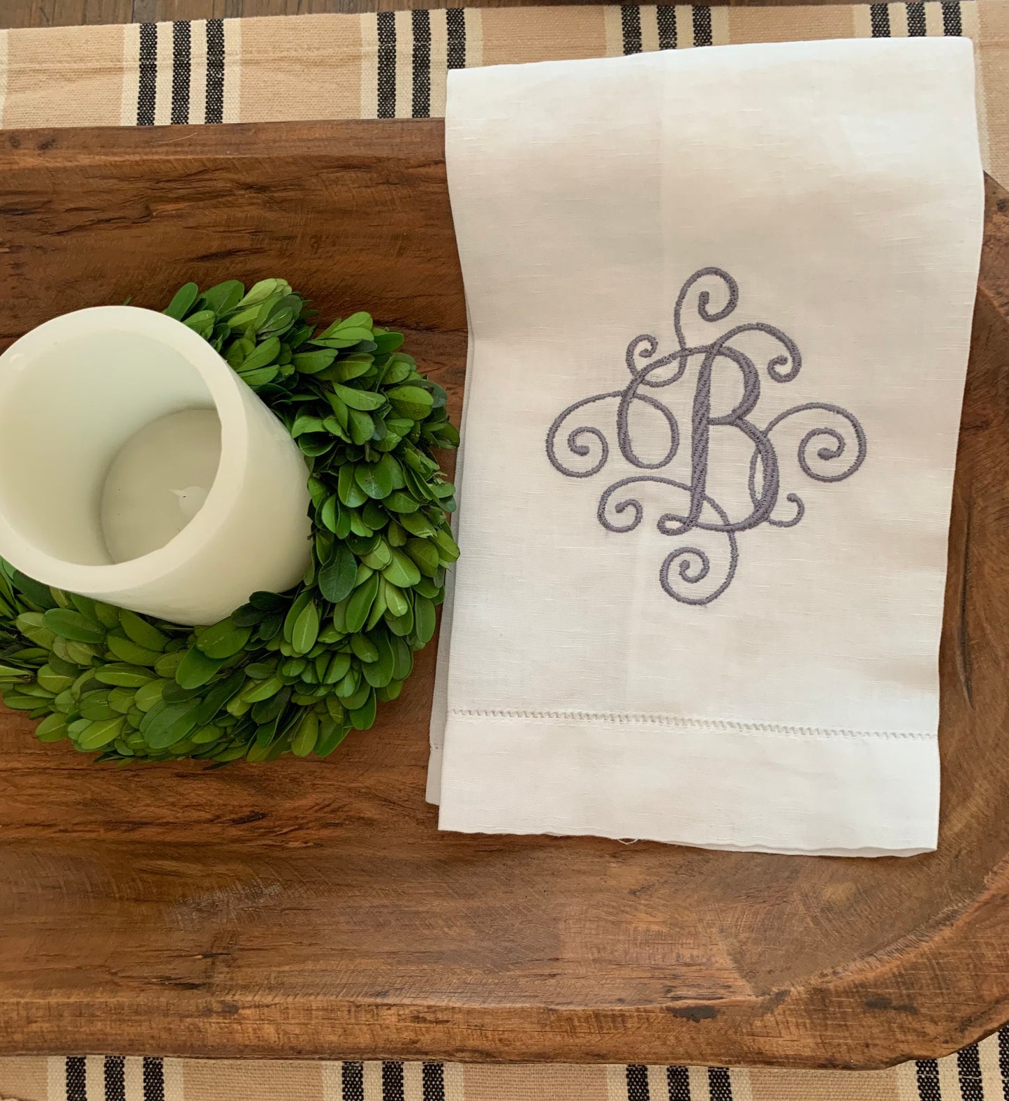 Monogrammed towels| Embroidery | Wedding gifts| home decor| linen | custom