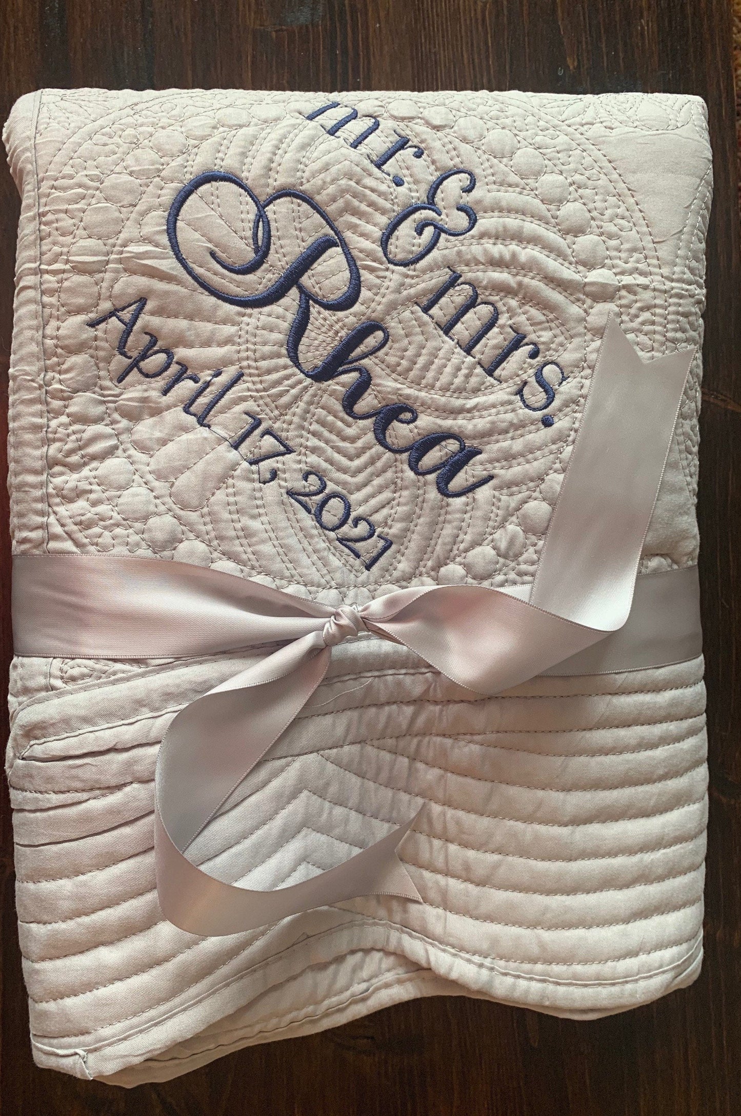 Personalized Wedding Quilt |  Monogrammed Wedding Gift | Anniversary Gift  | Custom Wedding Gift | Custom Quilt | Matelassé