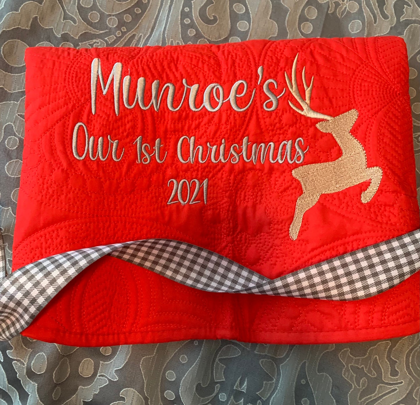 Christmas Tree Skirt | Christmas Red Truck | Embroidery | Merry Christmas tree skirt | You Design and Personalize | Matelassé