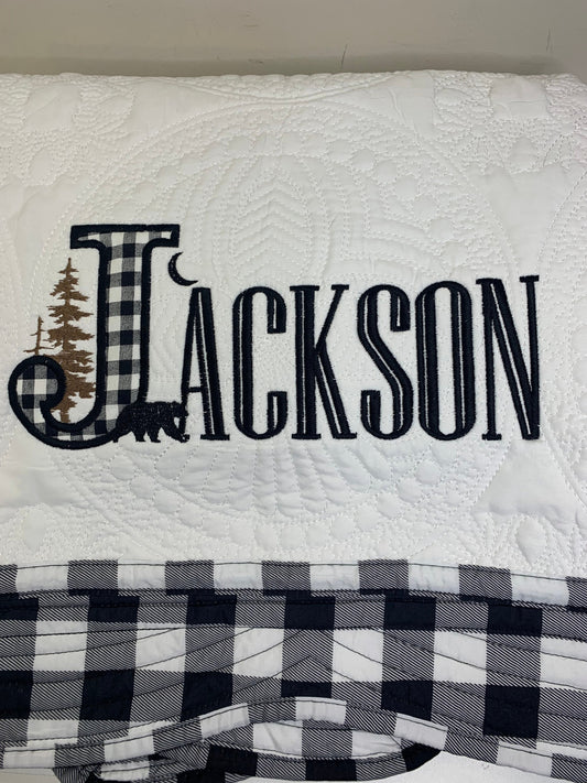 Baby Quilt | Personalized Quilt |  Monogrammed Baby Gift | Baby Shower Gift  | Custom Quilt | Woodland Quilt | Matelassé