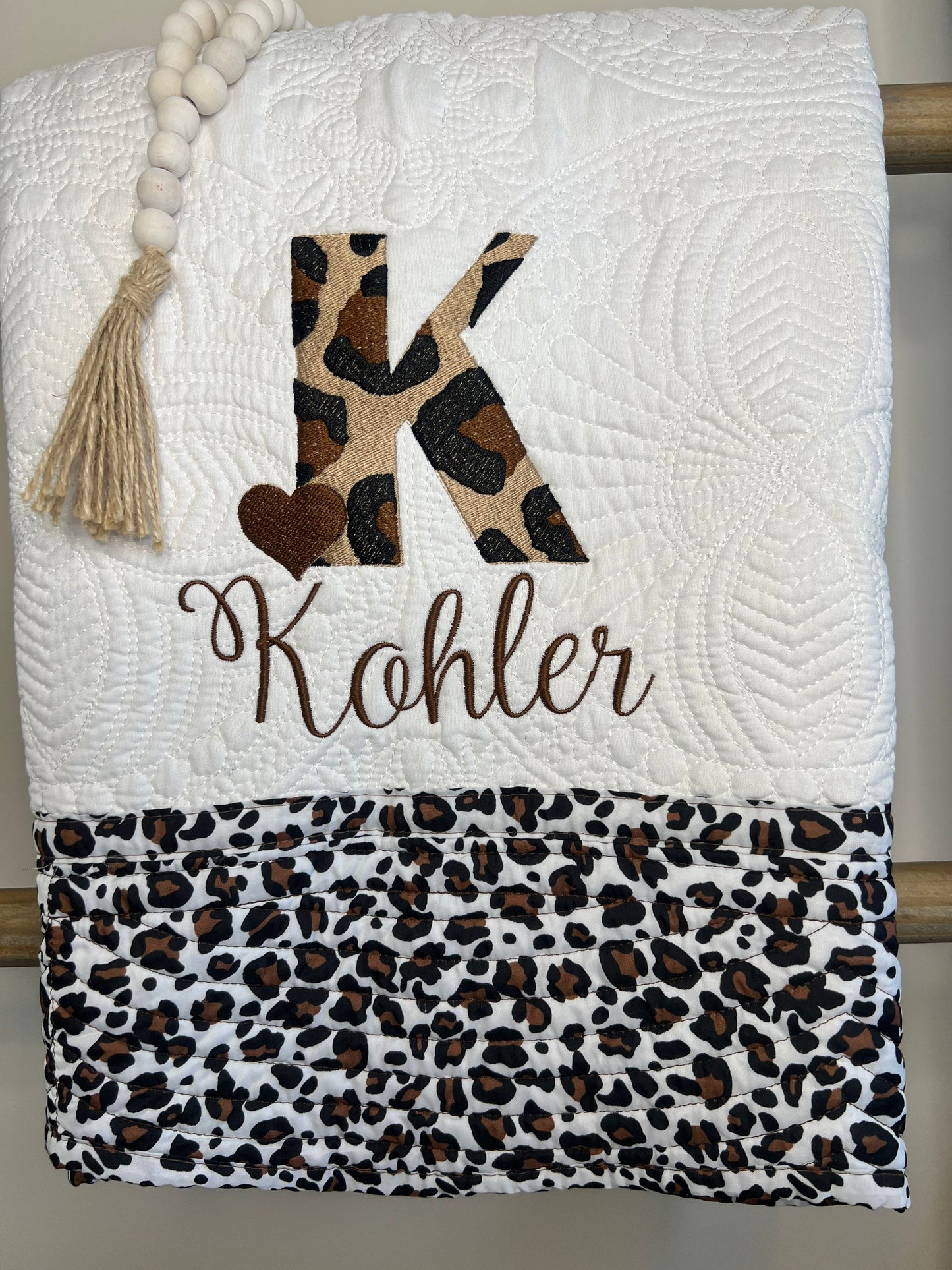 Custom embroidered Quilt | Personalized Quilt | Cheetah Quilt | Monogrammed Quilt |  Matelassé