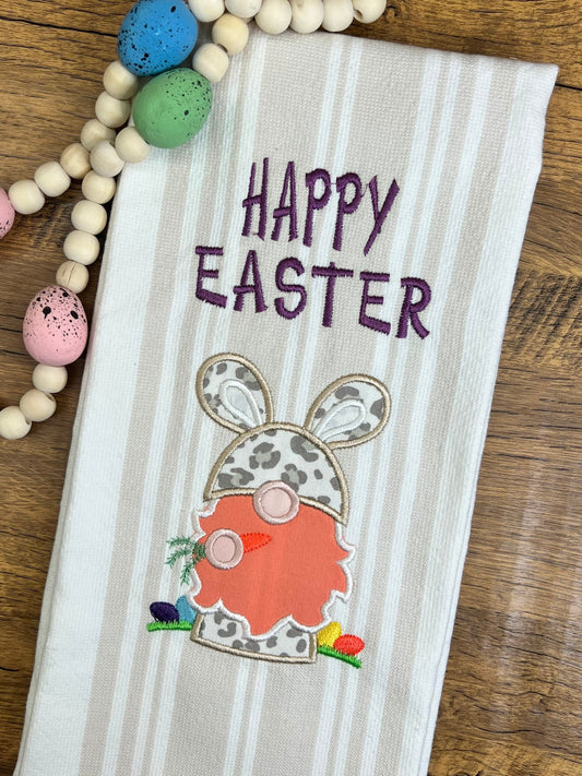 Easter towels | Easter Gnome | Embroidery | Applique | Kitchen Towels | Spring towel