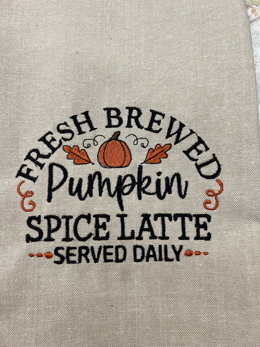 Fall Towel | Pumpkin Spice |Farmhouse Towel | Machine Embroidery | Fall Decor |  | Gift Towel | Fall Gift | Pumpkin