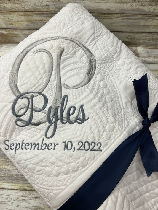 Personalized Wedding Quilt |  Monogrammed Wedding Gift | Anniversary Gift  | Custom gift | Custom Quilt | Matelassé