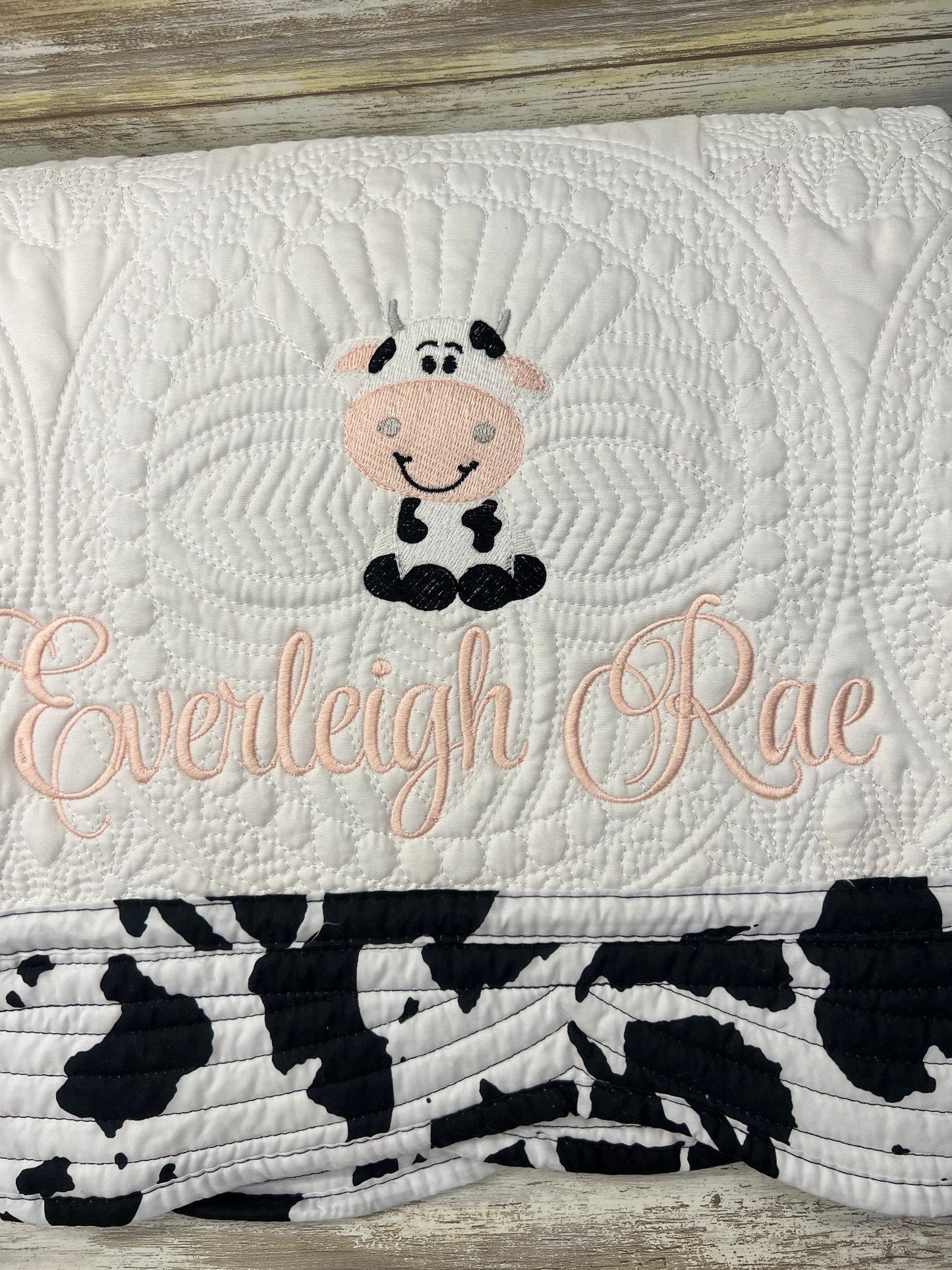 Baby Cow Quilt | Personalized Quilt |  Monogrammed Baby Gift | Baby Shower Gift  | Custom Quilt | Nursery Quilt | Matelassé