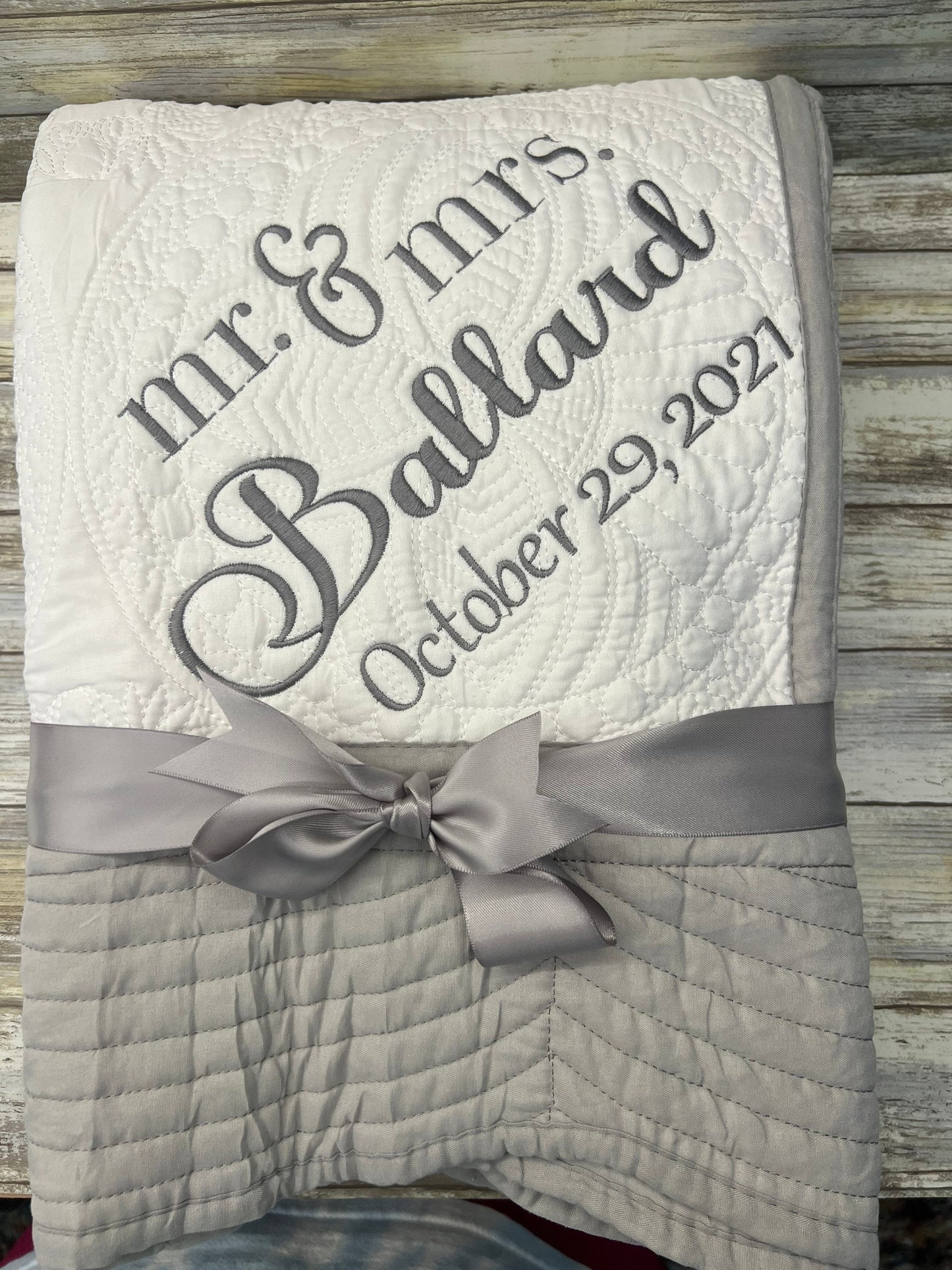 Personalized Wedding Quilt |  Monogrammed Wedding Gift | Anniversary Gift  | Custom Wedding Gift | Custom Quilt | Matelassé