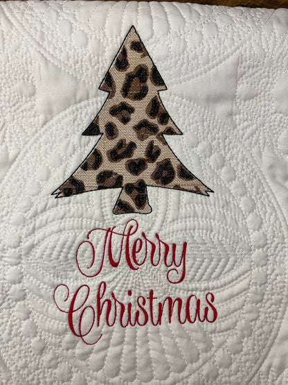 Christmas Quilt | Embroidery | Christmas Cheetah Quilt | Personalized Christmas Quilt | Custom Quilt |  Matelassé