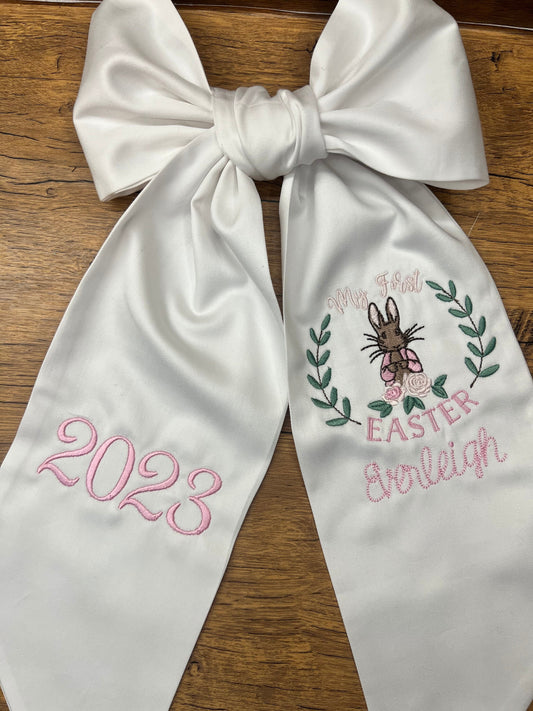 Easter Basket Sash | 1st Easter | Rabbit Sash | Customizable Sash with Name and Date | Personalized Sash | Sateen Sash |