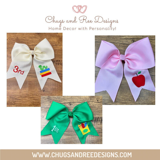 Custom Embroidered Hair Bows | back to school bows | custom bows