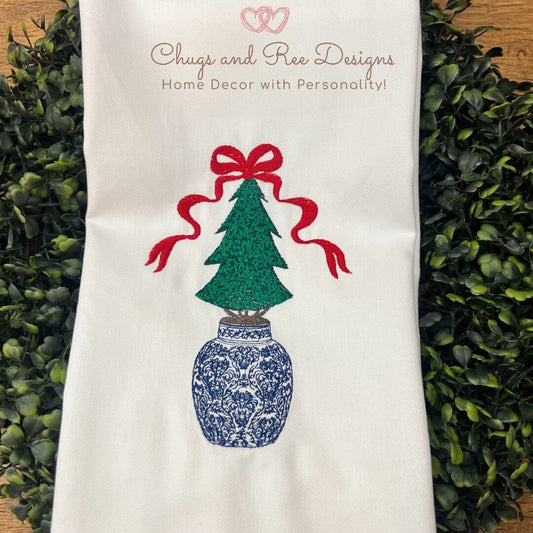 Christmas Towel |Chinoiseries Towel | Christmas Embroidered Towel | Christmas Decor | Custom Towel | Gift Towel | Personalized Towel