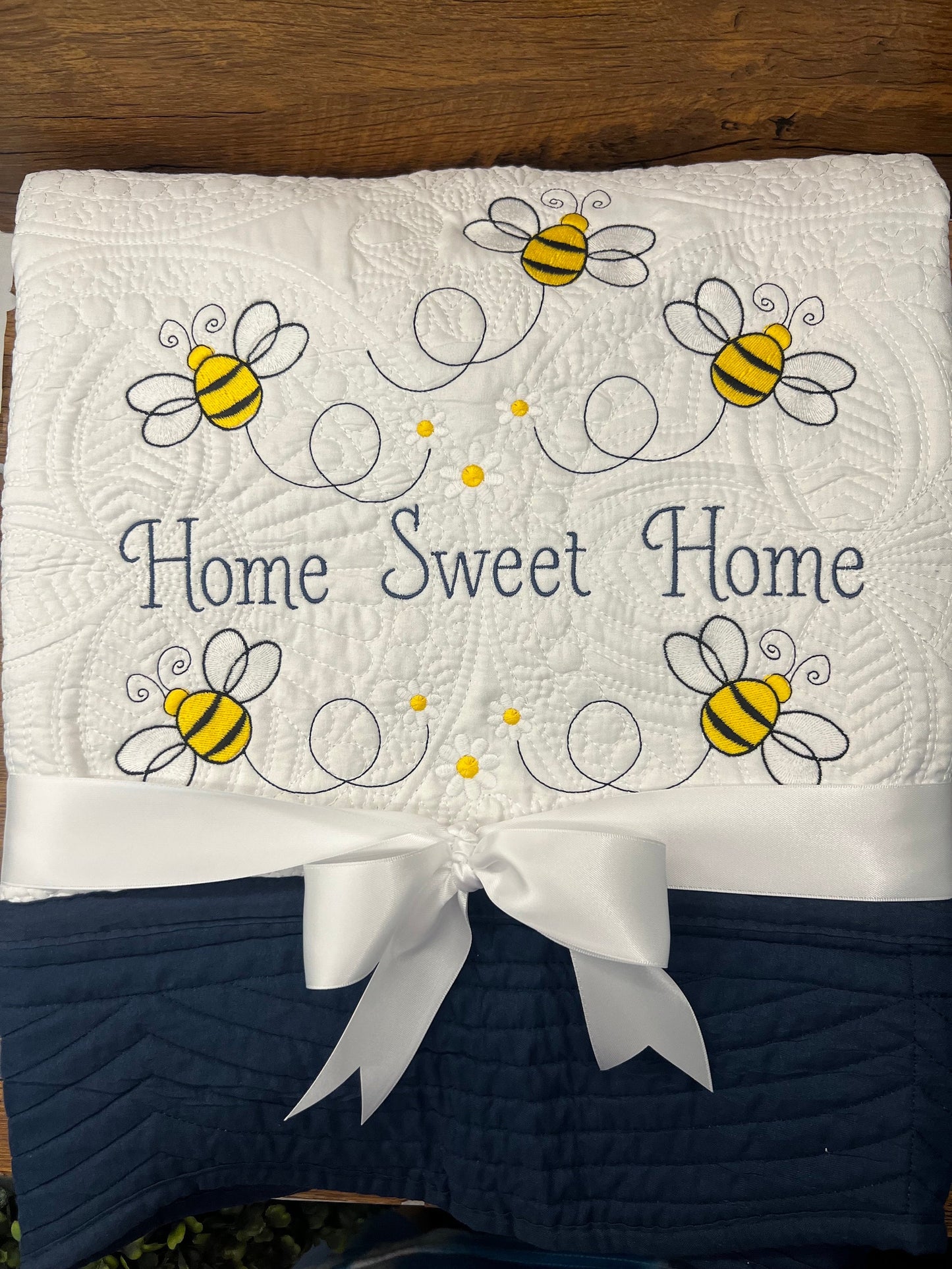 Bee Quilt | Personalized Quilt | Bumble Bees | Monogrammed Quilt | Custom Quilt |  Matelassé