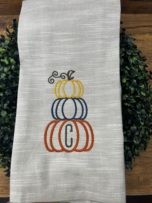 Custom Linen Towel | Pumpkin | Fall Embroidery  | Kitchen Towel | Home Decor | Gift | Custom Towel | Chinoiserie | Birthday Gift