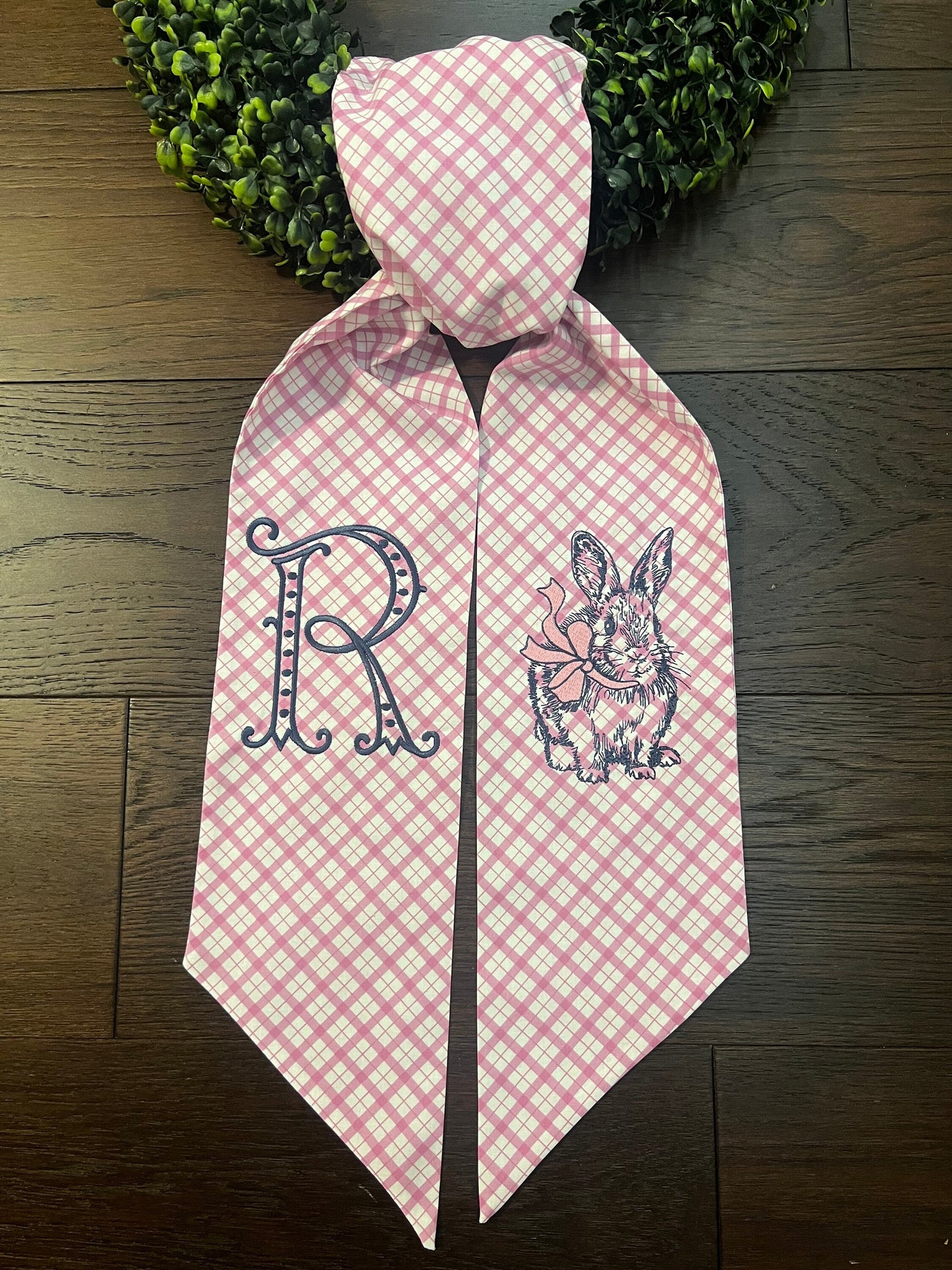 Wreath Sash | Easter Decor | Bunny Wreath Sash | Custom Wreath Sash | Personalized Wreath Sash | Sateen Sash | Add Initial