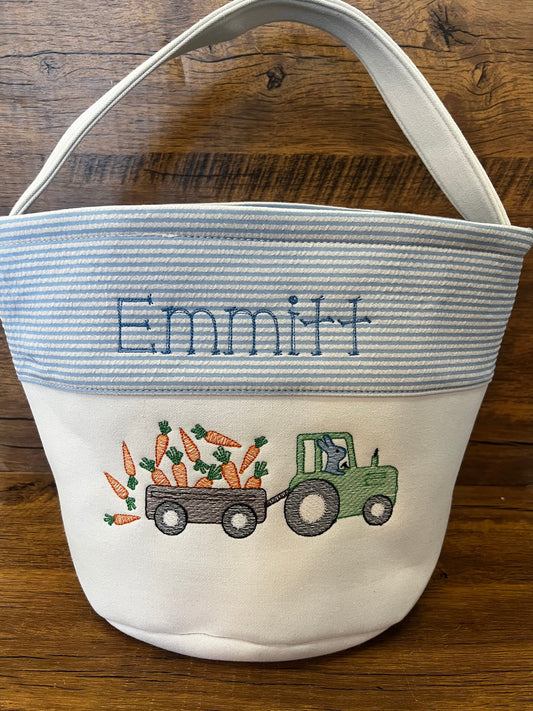 Seersucker Easter Basket | Monogrammed Easter Basket | Personalized Basket | Kids Easter Basket | Easter Tote